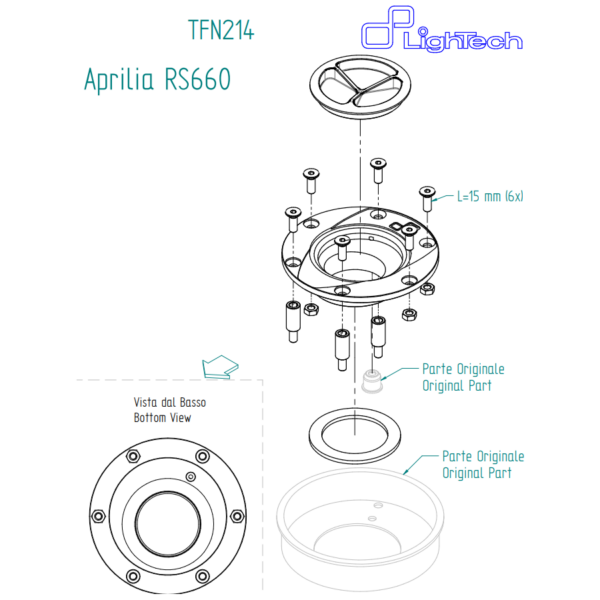 LighTech TFN214ROS - Red Fuel Tank Cap with Screw Closure