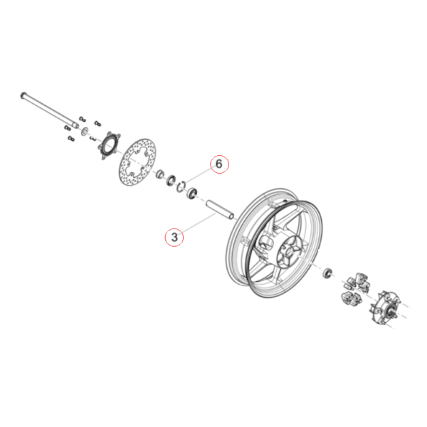 Spacer and Circlip – RS457 Rear Wheel