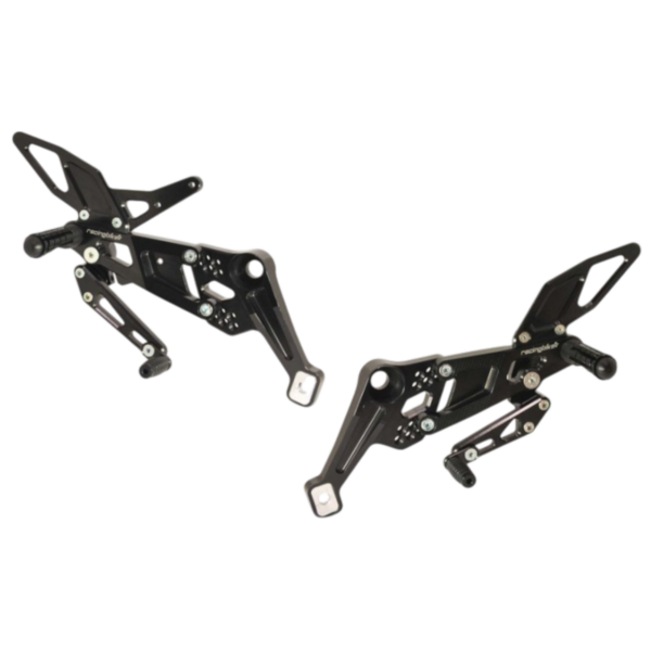 Black Racingbike Rearsets A105RN for Aprilia RS/Tuono 660 with Variable Offset